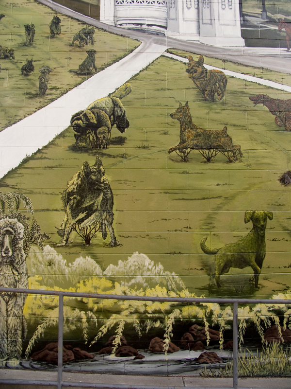 pet topiaries, pet topiary mural, stefen art mural, oakland mural art